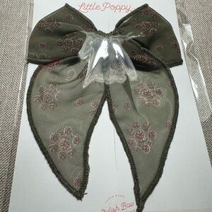 Little Poppy Co - Olive green floral Bow Clip